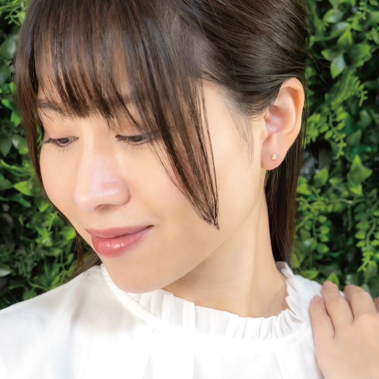 小さなスクウェアピアス ラインストーン スタッドピアス | アクセサリーショップPIENA | 詳細画像6 