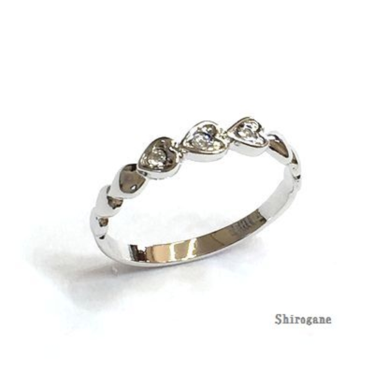 連なるハートのピンキーリング 日本製 スワロ使用 | アクセサリーショップPIENA | 詳細画像2 