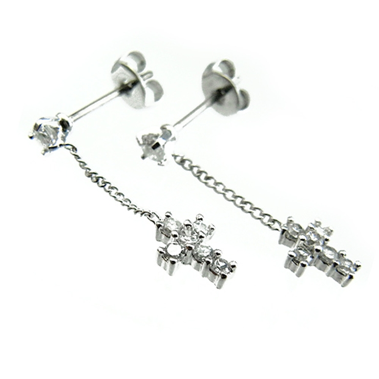 ジルコニアクロスが揺れるピアス チタンポスト | アクセサリーショップPIENA | 詳細画像1 