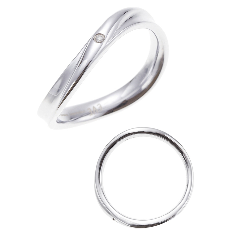 天然ダイヤモンド なめらかなラインが美しいシンプルデザインペアリング シルバーカ… | アクセサリーショップPIENA | 詳細画像2 