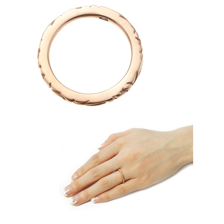 内側に1粒天然ダイヤモンド トライバル柄 ゴールドリングサージカル | アクセサリーショップPIENA | 詳細画像2 