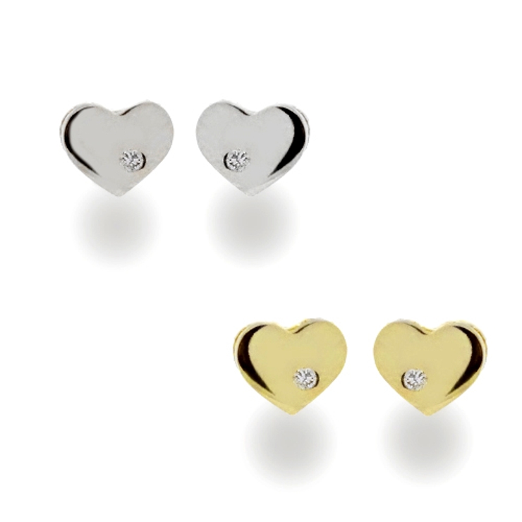 メタリックなハート型の枠に小さなジルコニアをセットしたチタンポストのピアス シル… | アクセサリーショップPIENA | 詳細画像2 