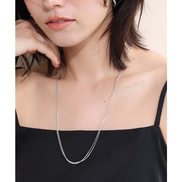 シルバー | シンプルダブルチェーンクラスプネックレス ネックレス チェーン | Pierrot