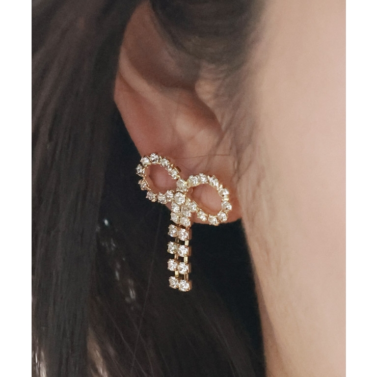 ゴールド | ビジューリボンピアス ピアス 本金プレーティング | Pierrot