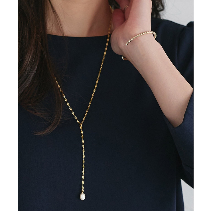 ゴールド | 淡水パールデザインチェーンYラインネックレス ネックレス ツヤ感 | Pierrot