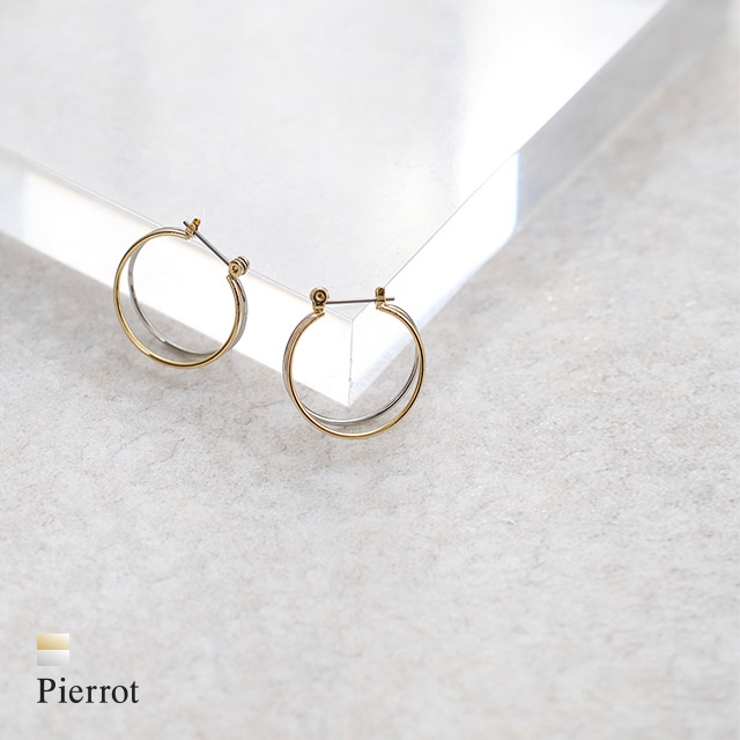 バイカラーダブルフープピアス ピアス フープ | Pierrot | 詳細画像1 