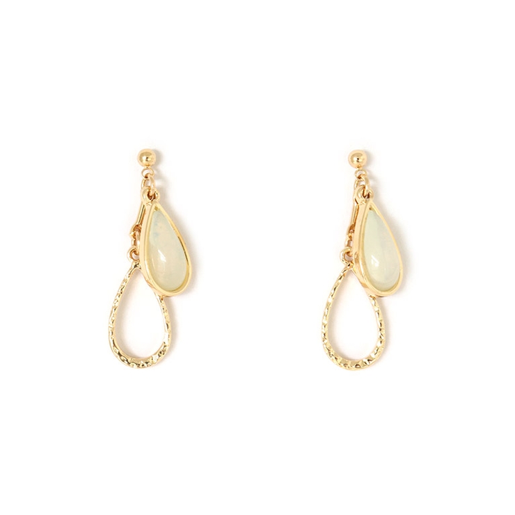 アイボリー | ドロップマーブルエポピアス ピアス ドロップフレーム | Pierrot