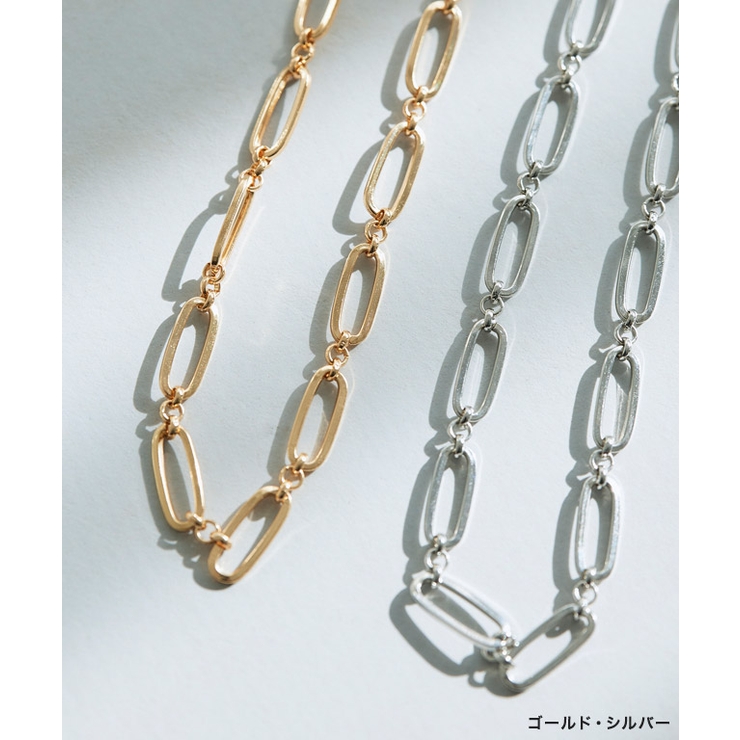 シルバーゴールドリンクチェーンネックレス シルバー]リンクチェーンネックレス