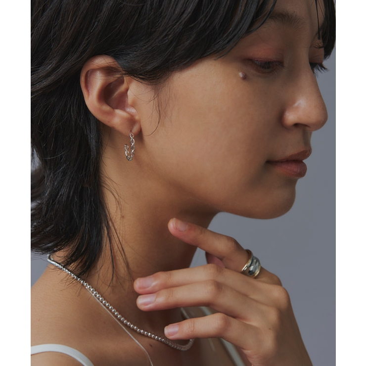 [RASW]silver925チェーンフープピアス