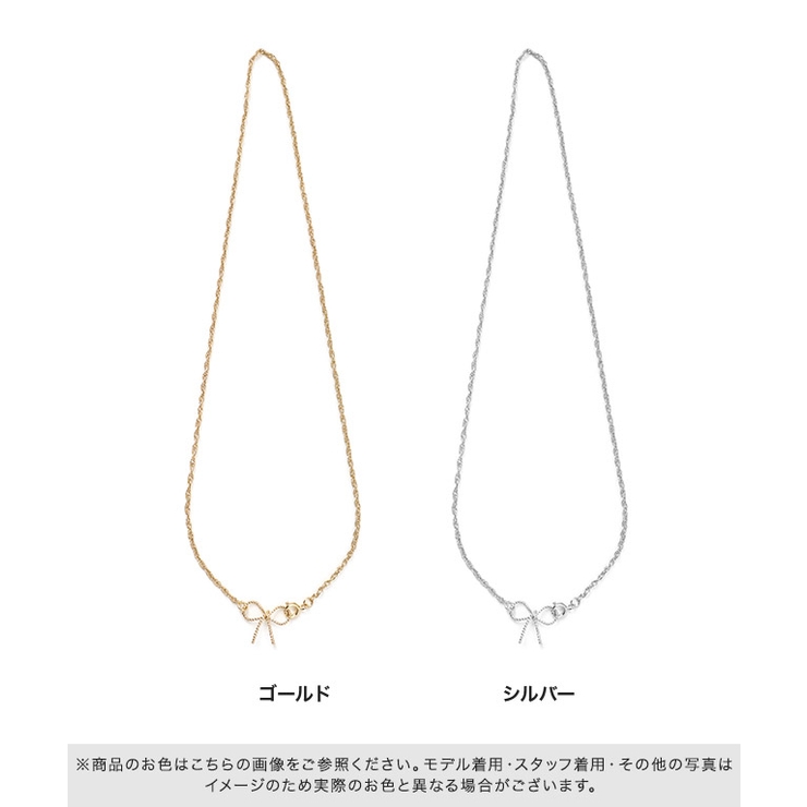 リボンチャームショートネックレス