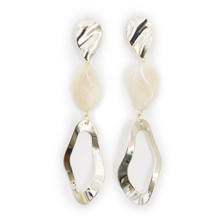 アイボリー | マーブルメタルパーツピアス ピアス マーブル | Pierrot