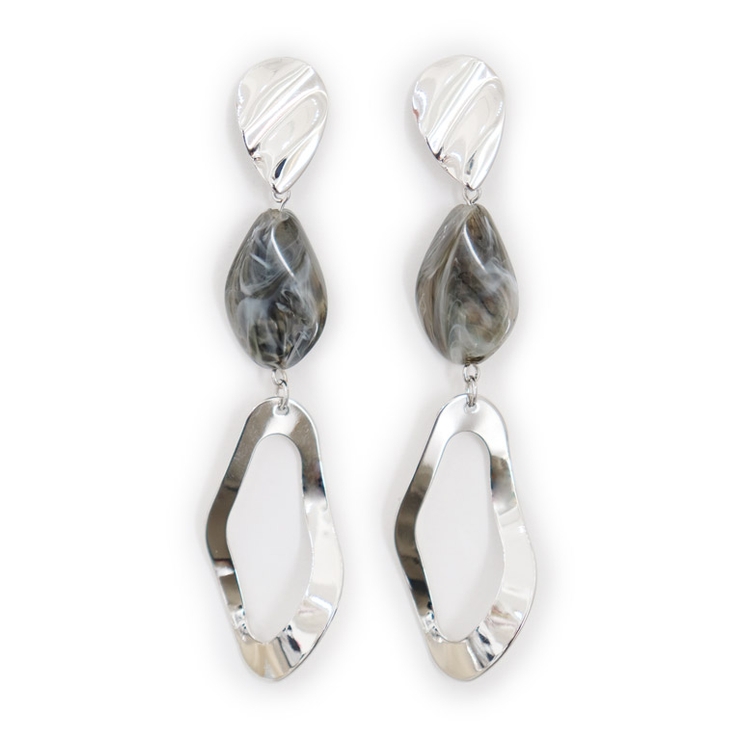 グレー | マーブルメタルパーツピアス ピアス マーブル | Pierrot