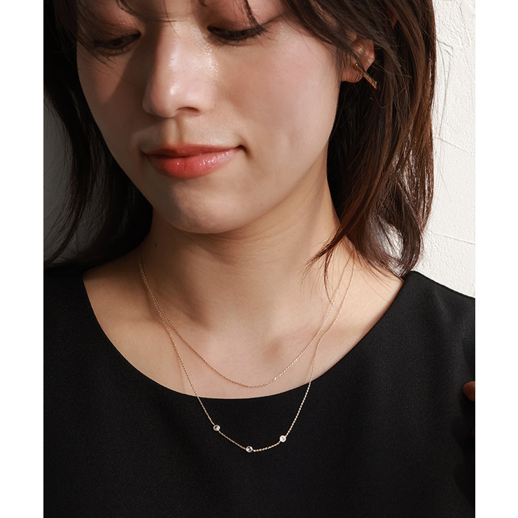 ストーン2連ネックレス ネックレス ガラスストーン | Pierrot | 詳細画像8 