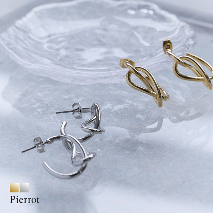ツイストシルエットフープピアス フープ ピアス | Pierrot | 詳細画像1 