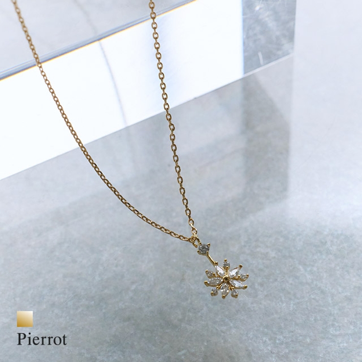 ビジューフラワートップネックレス 高見え ゴールド | Pierrot | 詳細画像1 