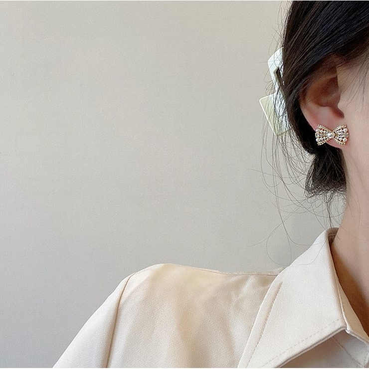 ピアス ラインストーン リボン | PlusNao | 詳細画像4 