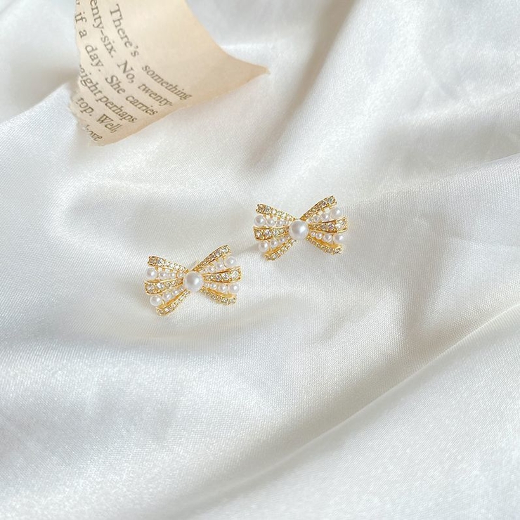 ピアス ラインストーン リボン | PlusNao | 詳細画像7 