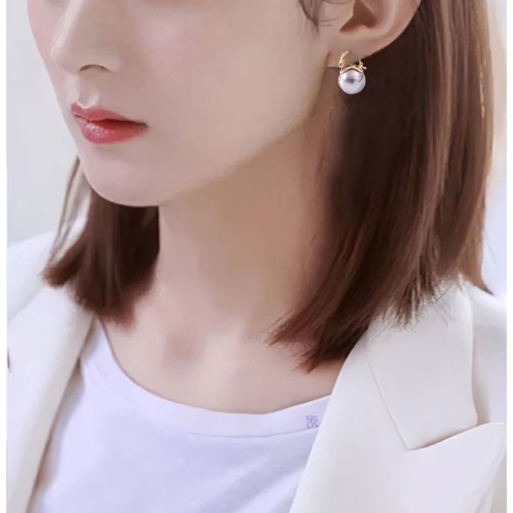 フープピアス ピアス レディース ゴールドカラー フェイクパール アクセサリー | PlusNao | 詳細画像2 