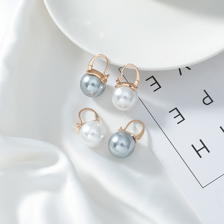 フープピアス ピアス レディース ゴールドカラー フェイクパール アクセサリー | PlusNao | 詳細画像3 