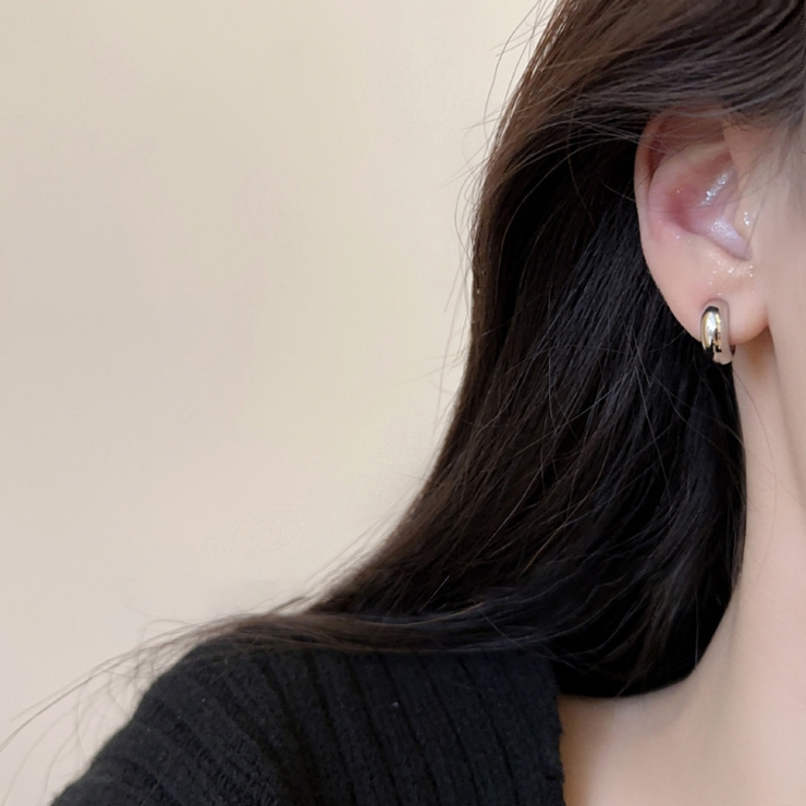 フープイヤリング ノンホールピアス スタッドピアス | PlusNao | 詳細画像3 