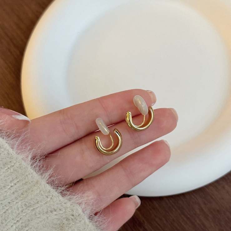 フープイヤリング ノンホールピアス スタッドピアス | PlusNao | 詳細画像6 