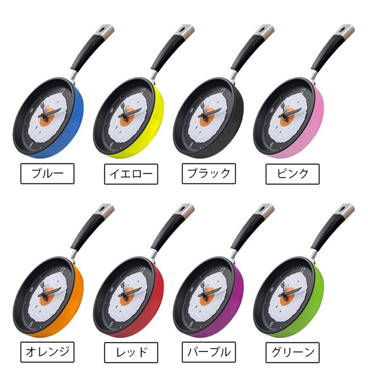 壁掛け時計 ウォールクロック フライパン[品番：FQ000205716]｜PlusNao