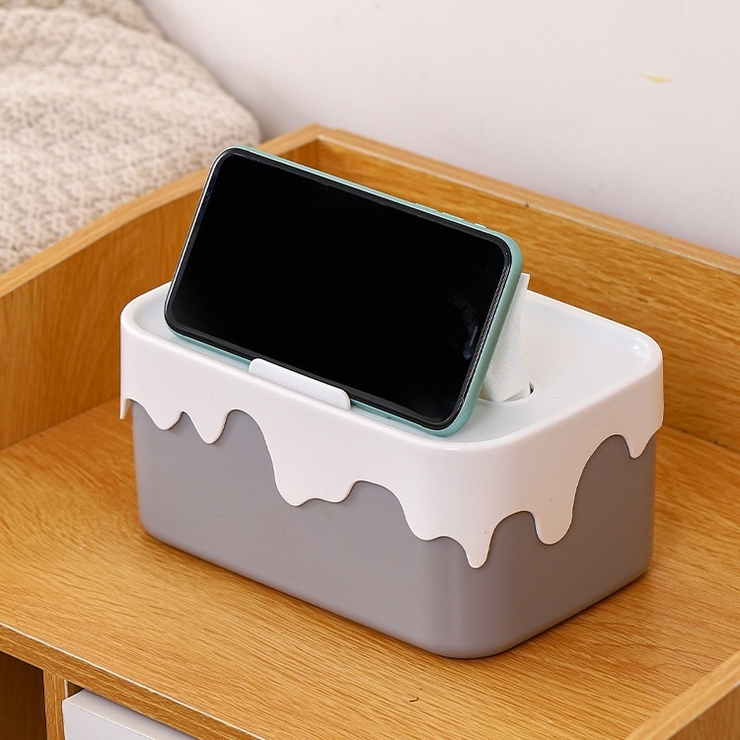 ティッシュケース ティッシュボックス スマホスタンド[品番