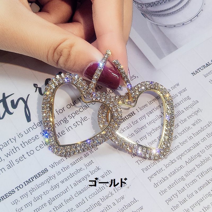 ピアス ラインストーン ハート | PlusNao | 詳細画像6 