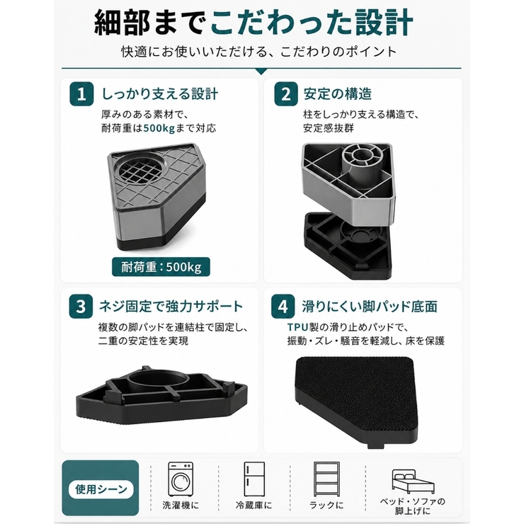 洗濯機かさ上げ台 4個セット 洗濯機 | PlusNao | 詳細画像6 