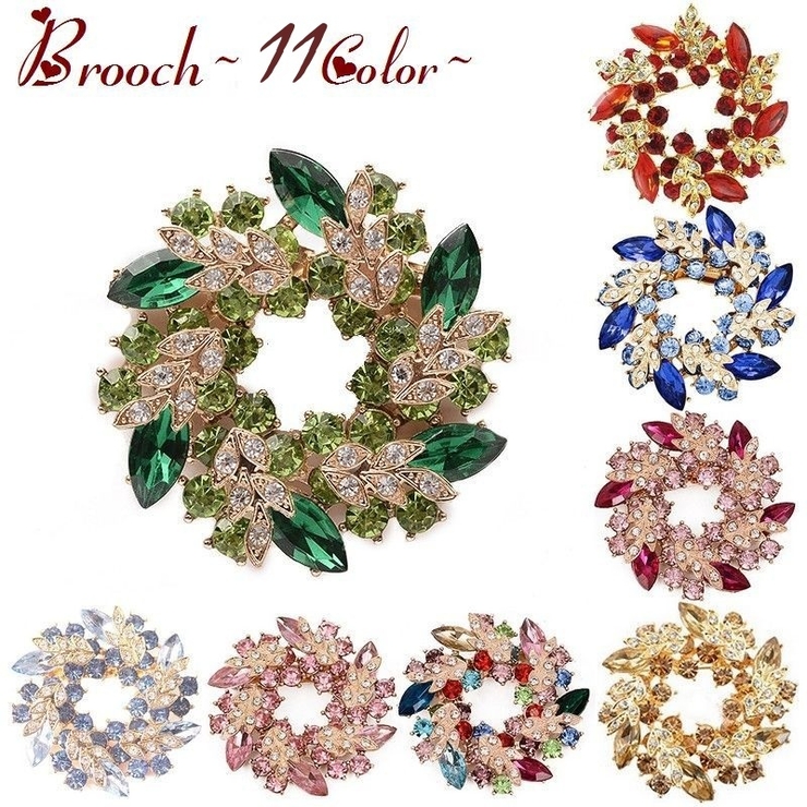 ブローチ ビジュー リース型ブローチ | PlusNao | 詳細画像1 