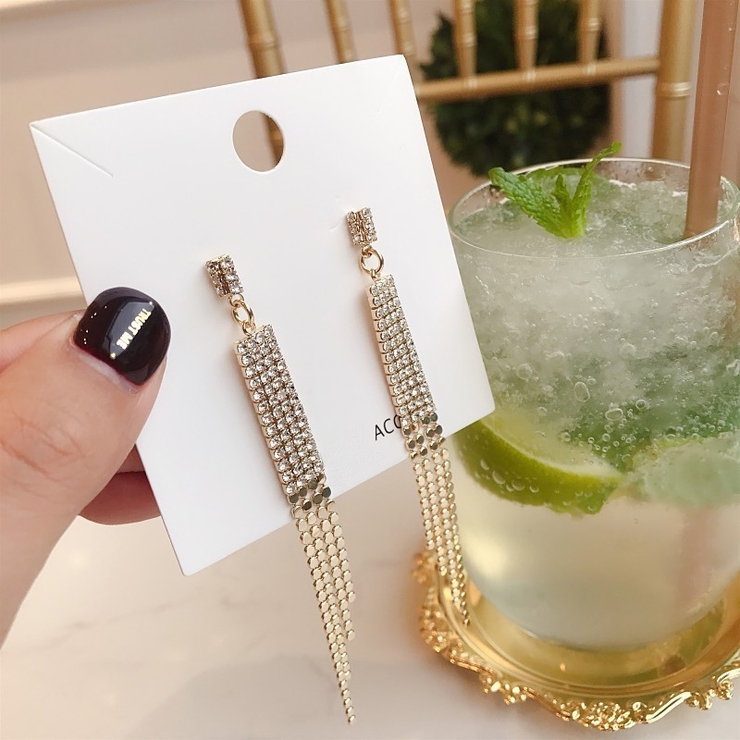 ロングピアス タッセルピアス ラインストーン | PlusNao | 詳細画像4