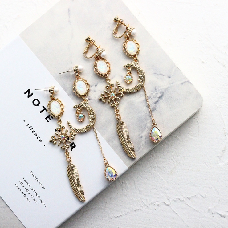 ロングピアス ロングイヤリング 左右非対称[品番：FQ000111163