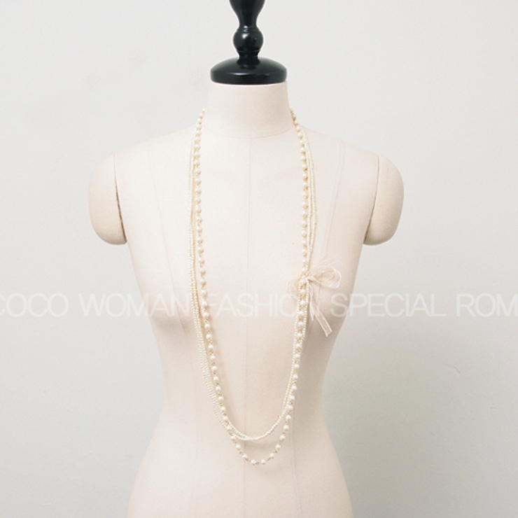未使用に近い♡エムドットem. パールビッグパールジレ Midnight COCO】ネックレス ロング パール[品番：AD000003496