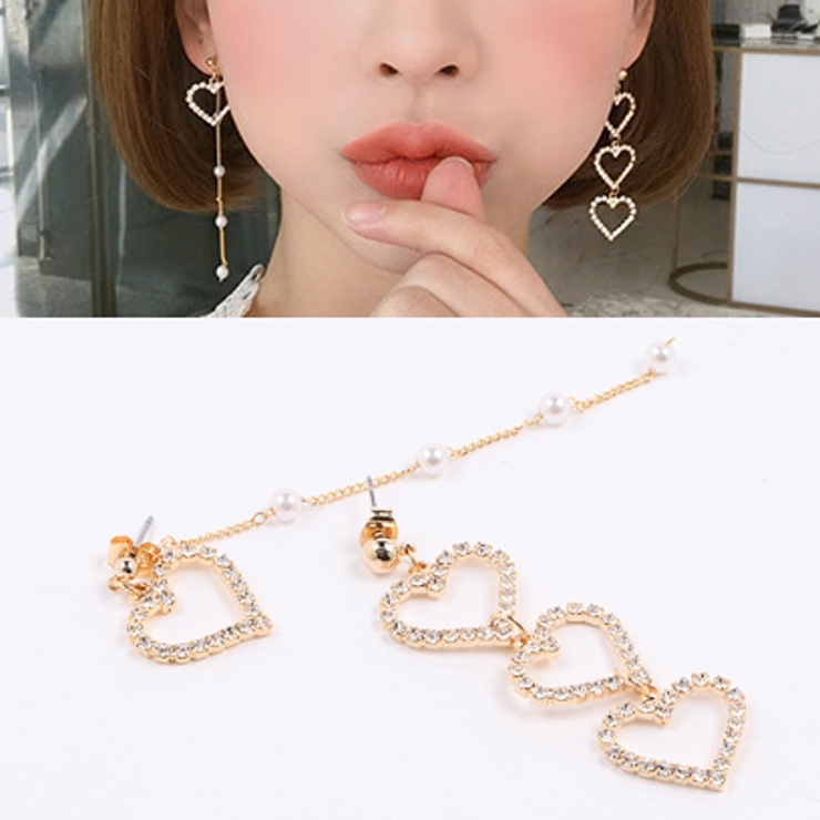 Gold | フォーハーツアシンメトリーピアス ピアス きらきら | PREMIUM K