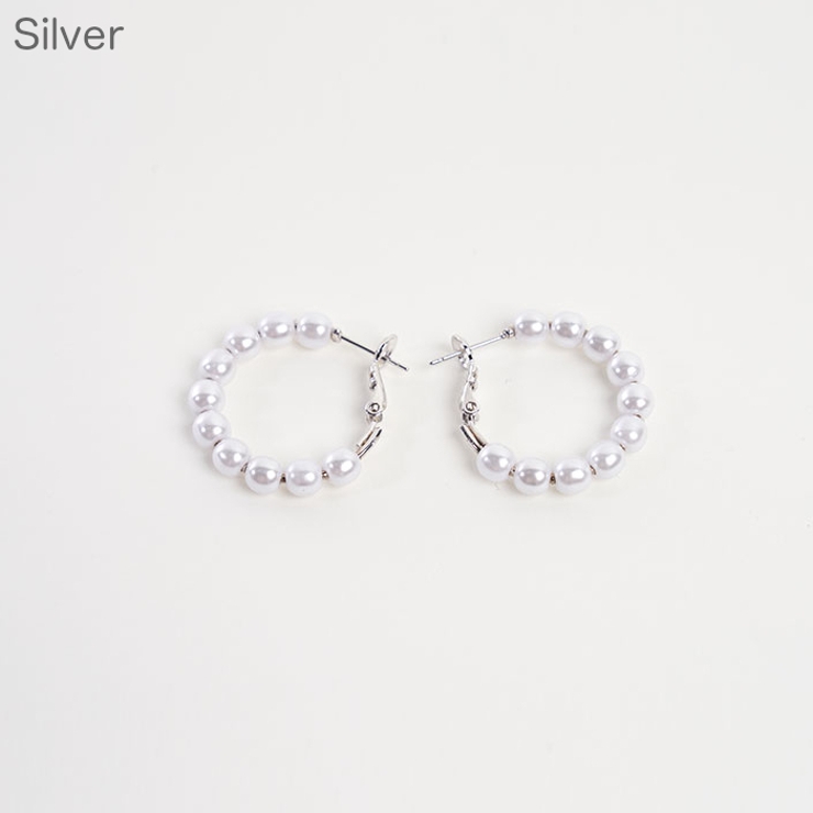 パールリングピアス ビッグピアス アクセサリー | PREMIUM K | 詳細画像1 