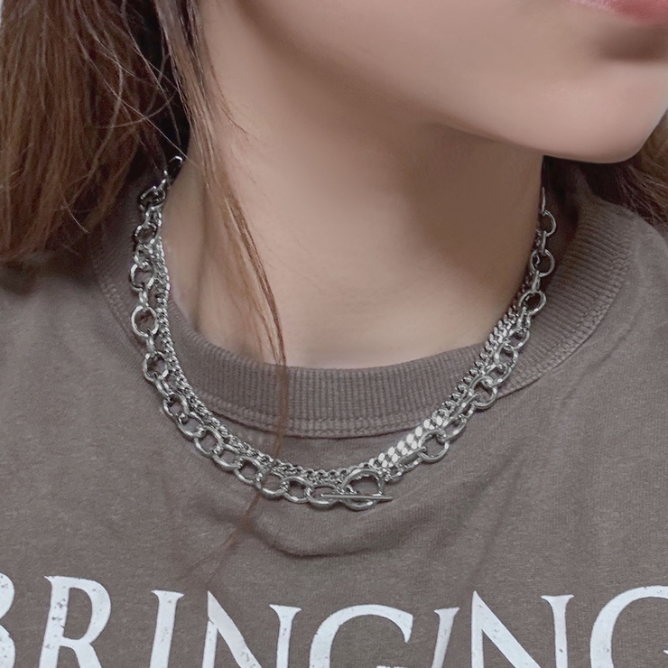 【Vitaly】Knot チェーン ネックレス 2色 2連チェーンネックレス ネックレス シルバー nec-025