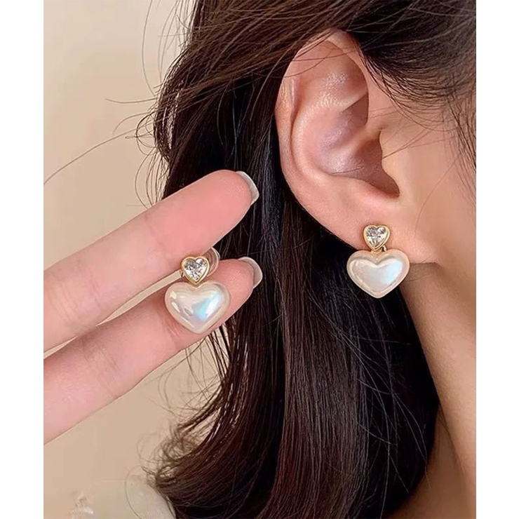 ハートストーン×ハートオーロラパールピアス | Pumpkin  Port | 詳細画像1 