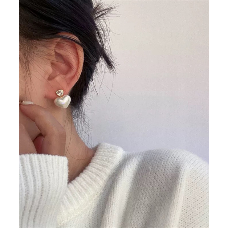 ハートストーン×ハートオーロラパールピアス | Pumpkin  Port | 詳細画像2 