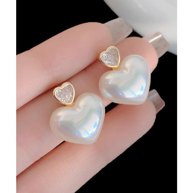 ハートストーン×ハートオーロラパールピアス | Pumpkin  Port | 詳細画像4 