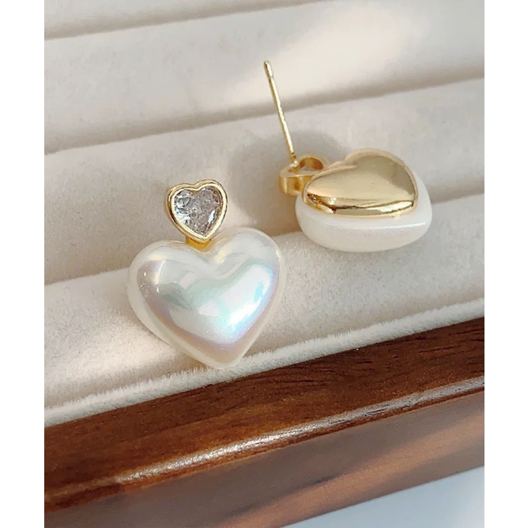 ハートストーン×ハートオーロラパールピアス | Pumpkin  Port | 詳細画像7 