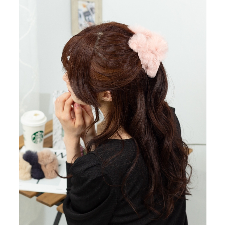 デニムリメイク☆リアルファーヘアクリップ デニムリメイク☆リアル