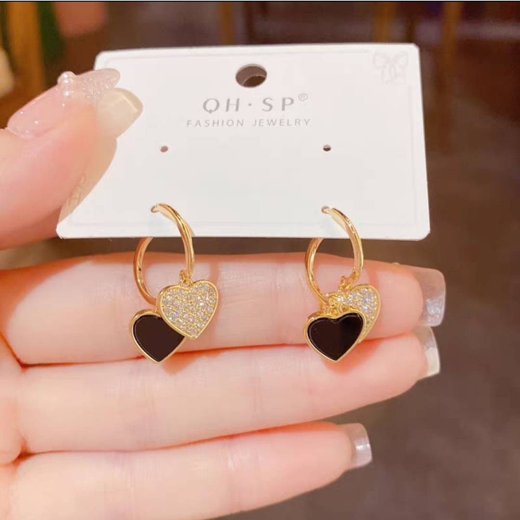 Wハート ミニフープピアス[品番：PPNW0004876]｜Pumpkin Port