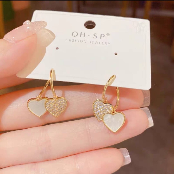 Wハート ミニフープピアス[品番：PPNW0004876]｜Pumpkin Port