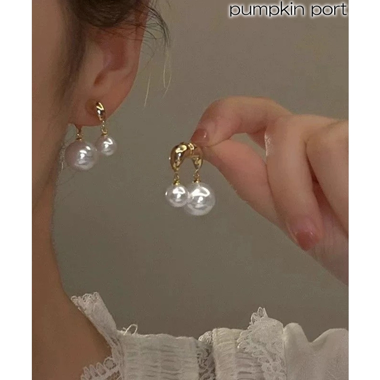 ダブルパール ゴールドピアス | Pumpkin  Port | 詳細画像1 