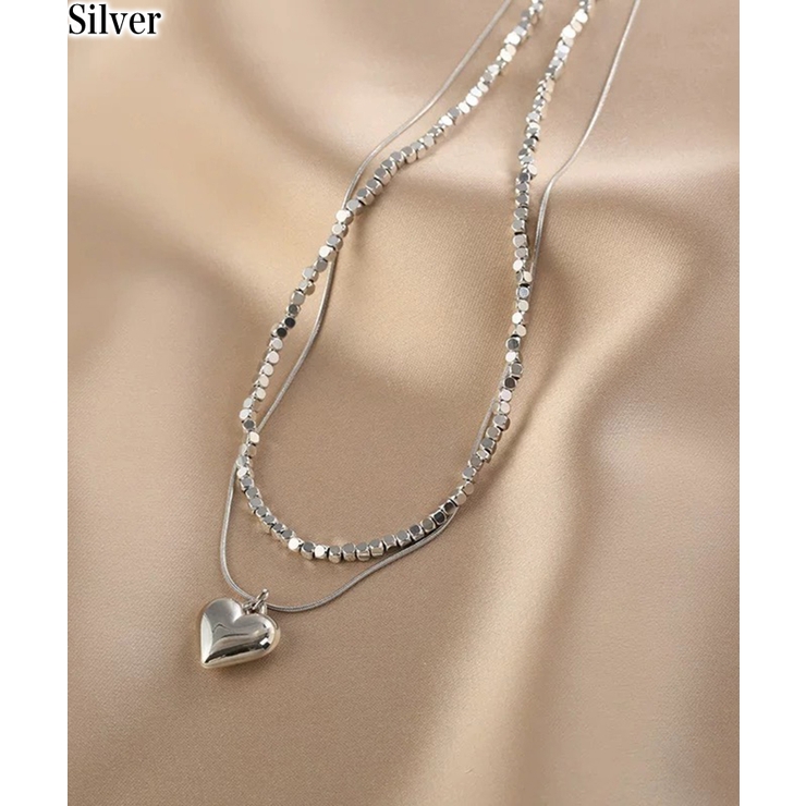 シルバー | ハートヘッド ダブル ネックレス | Pumpkin  Port