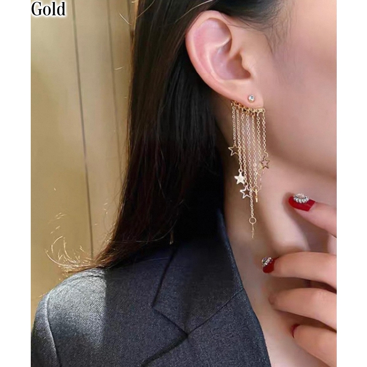 ゴールド | Many Star フリンジロングピアス | Pumpkin  Port