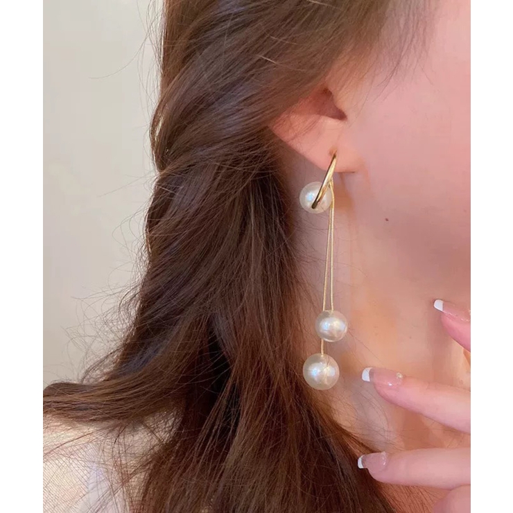 トリプルパール ロングピアス | Pumpkin  Port | 詳細画像3 