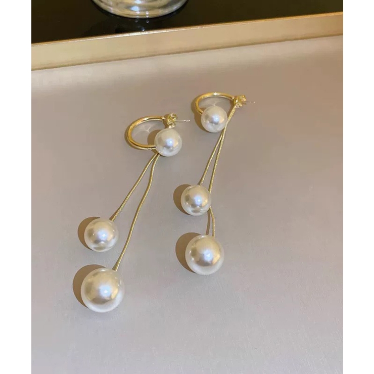 トリプルパール ロングピアス | Pumpkin  Port | 詳細画像4 