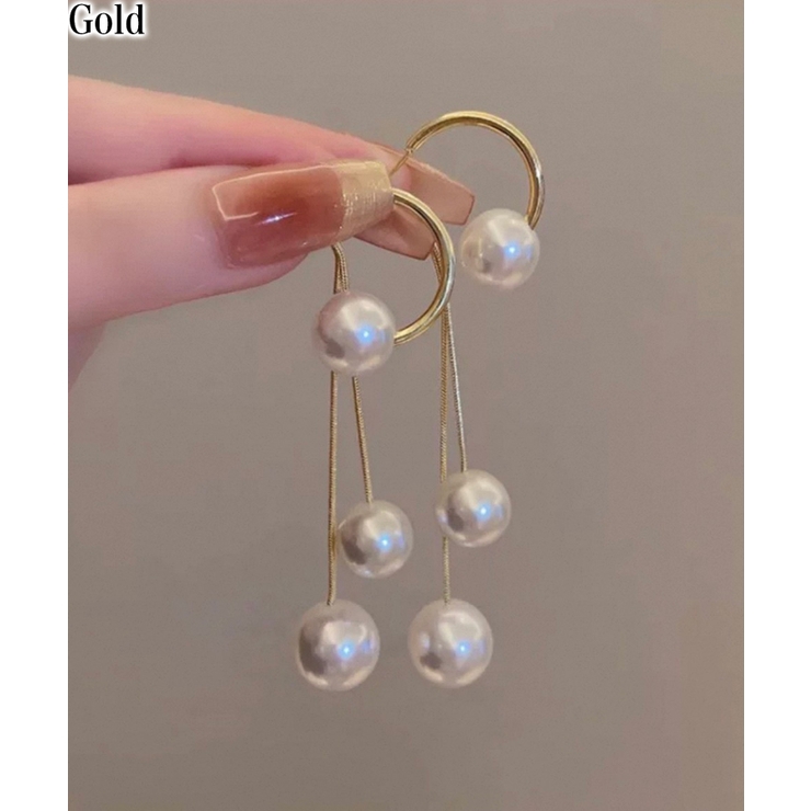 ゴールド | トリプルパール ロングピアス | Pumpkin  Port