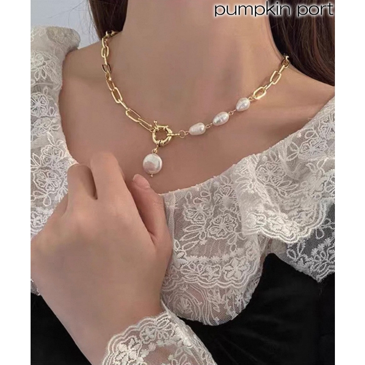 パール×チェーンネックレス | Pumpkin  Port | 詳細画像1 